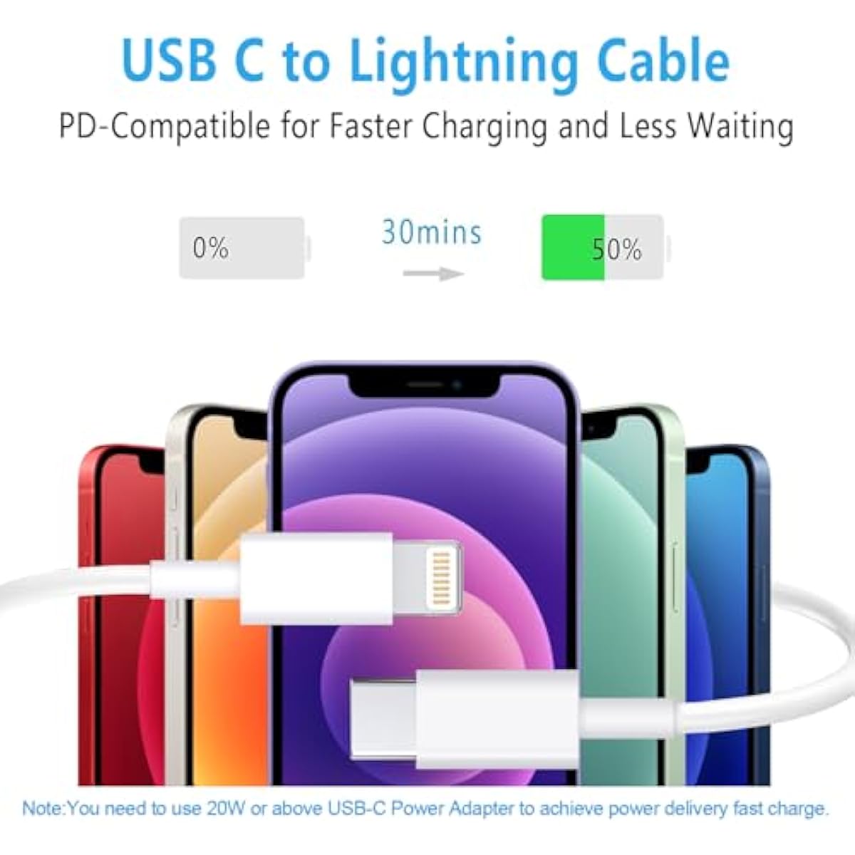 RCTech 3Pack 6FT Lightning cable MFi certified iPhone fast charger