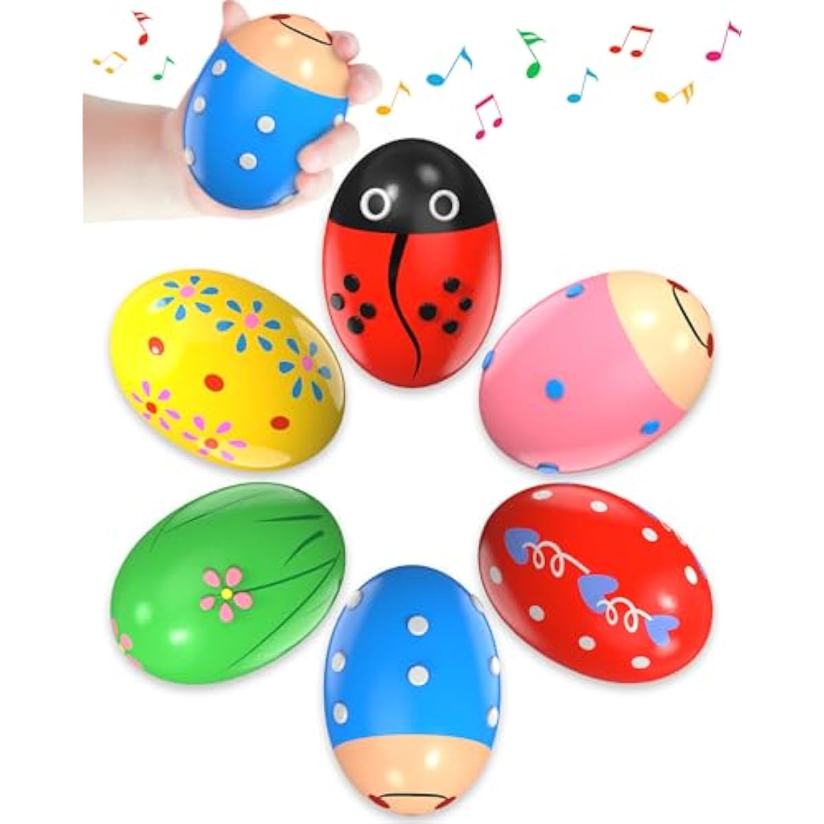 wooden percussion shakers 6-pack montessori toys for kids toddlers