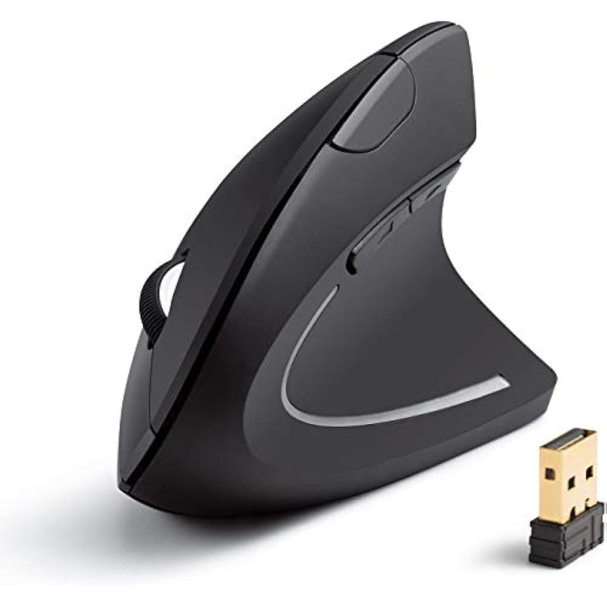 Anker 2.4G Wireless Vertical Ergonomic Optical Mouse for Work, Multi-Device Connectivity, 800/1200 /1600 DPI, 5 Buttons for Laptop, Desktop, PC - Black