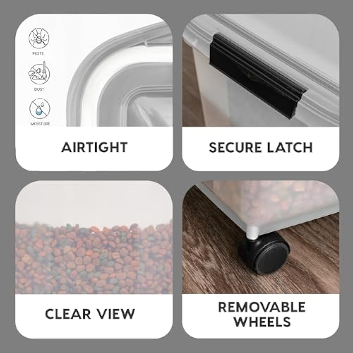 IRIS USA Airtight Pet Food Storage Container for Cats, Dogs, and Birds