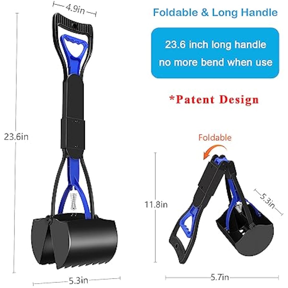 UPSKY Pooper Scooper for Large Small Dogs, Folding Dog Poop Scooper, Sturdy Spring and Premium Materials，Easy to Use for Grass, Dirt, Gravel Pick Up Shovel