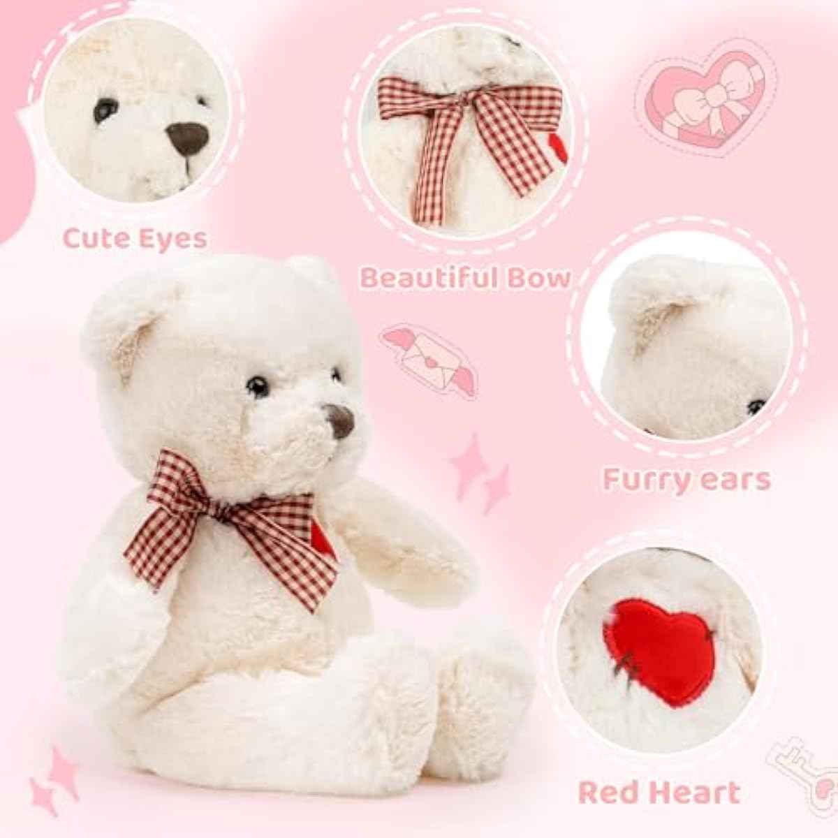 Small Teddy Bear with Heart Cute Brown Teddy Bear Stuffed Animal Soft Stuffed Bear Plush Bear Plushie Toys Gifts for Girlfriend Boyfriend Kid
