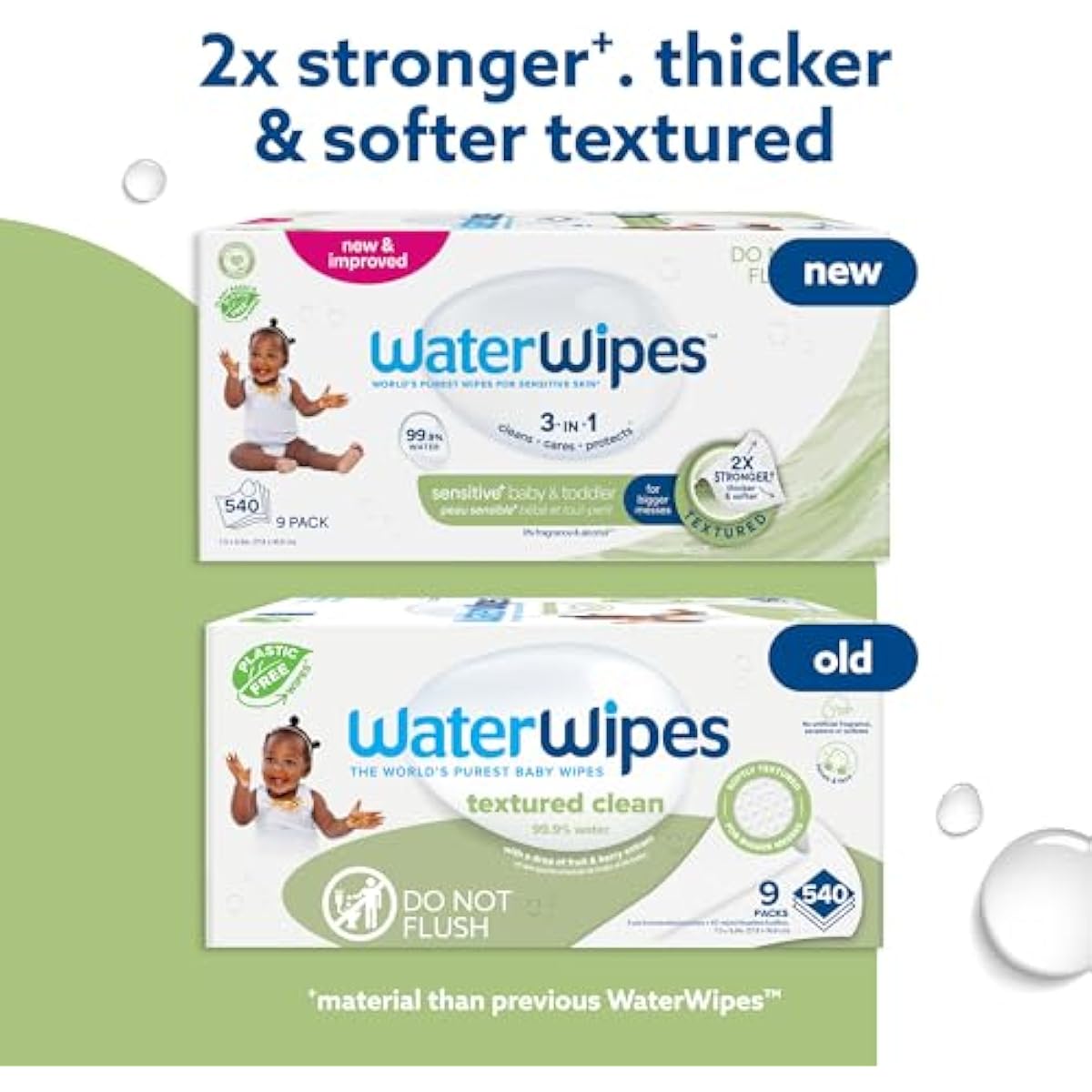 waterwipes sensitive+ baby & toddler 3-in-1 wipes 540 count unscented hypoallergenic