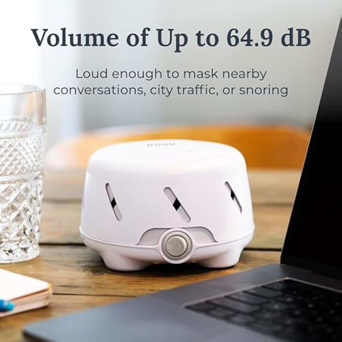 yogasleep dohm uno white noise machine, real fan inside for non-looping white noise, sleep aid for adults and baby