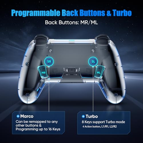 BETMI Wireless PS5 Controller with Hall Effect Joystick, Dual Vibration, and 9 Light Colors