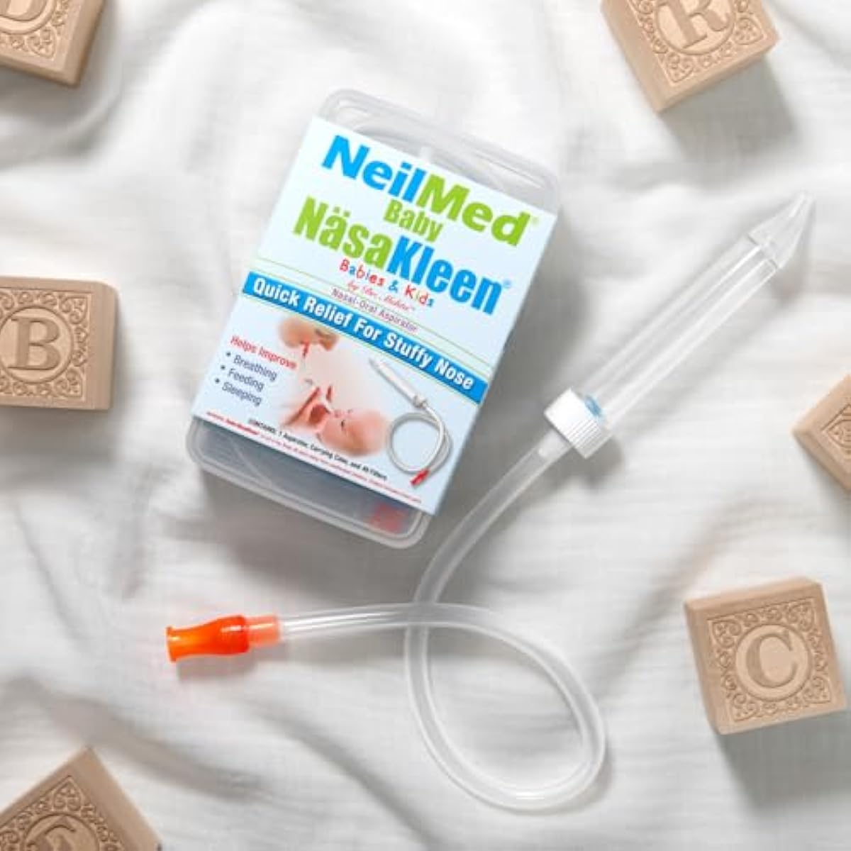 NeilMed Baby Nasal-Oral Aspirator with 49 Hygiene Filters and Travel Case