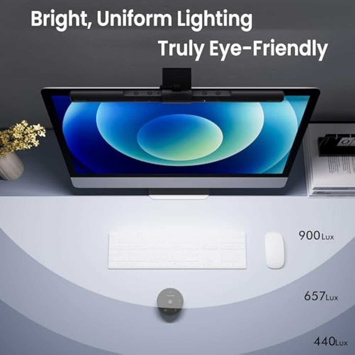 Quntis computer monitor lamp for eye caring with auto-dimming and touch control