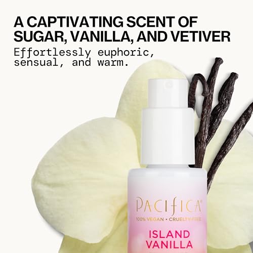 pacificas island vanilla 6oz hair and body mist, paraben-free, no alcohol, vegan and cruelty-free for women