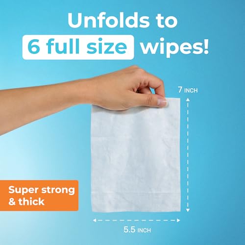 Compact Travel Flushable Wipes for Sensitive Skin - 99.5% Water and Aloe - 8 Pack 48 Wipes