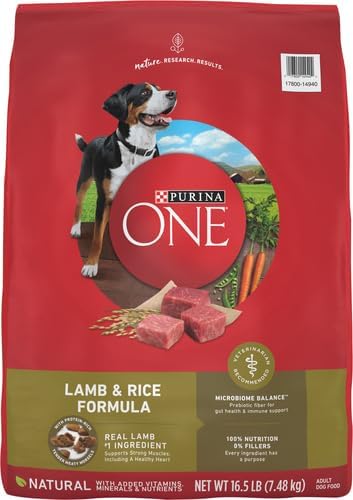 Purina ONE Lamb and Rice Dry Dog Food 16.5 lb Bag with Added Vitamins and Minerals