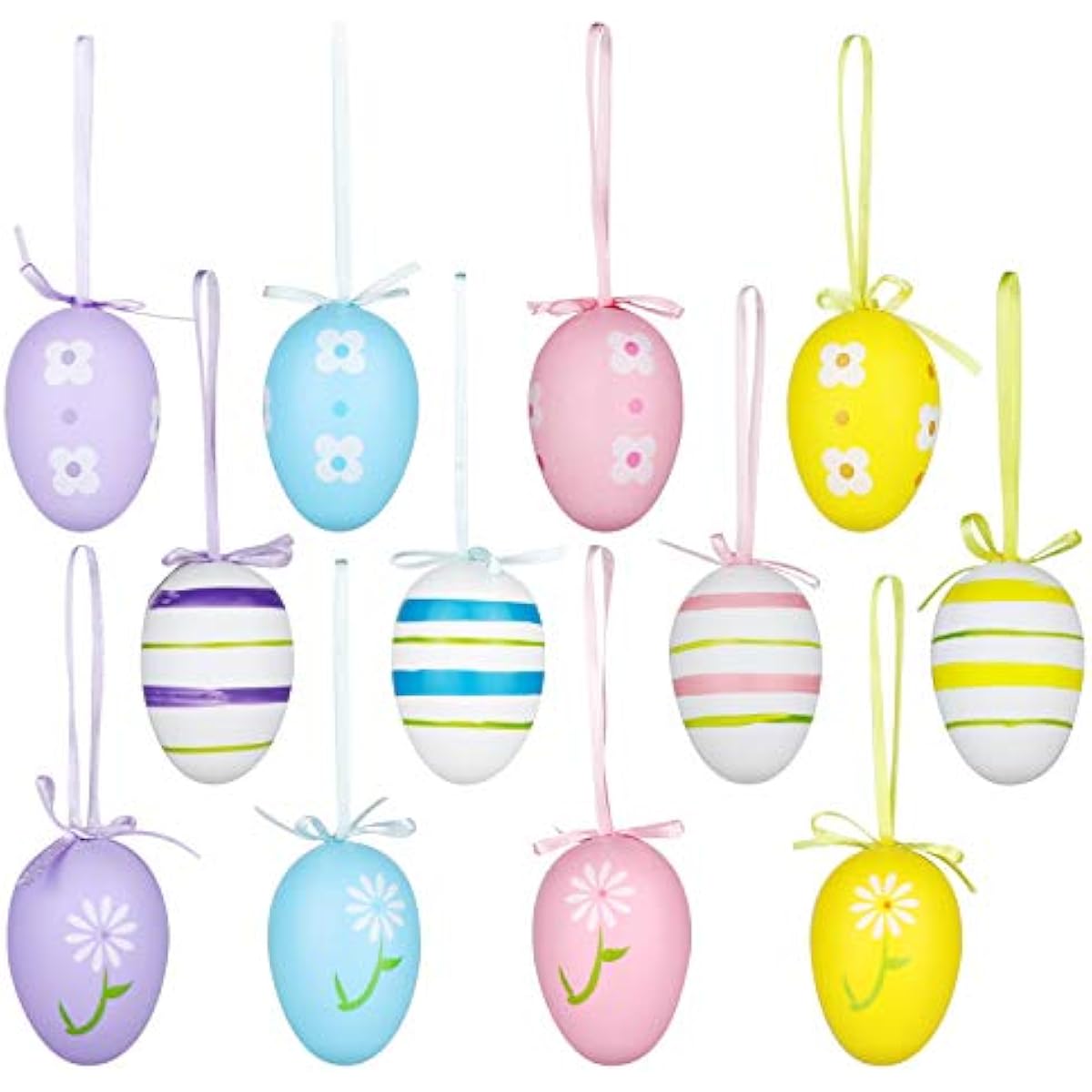 Yunfan 12Pcs Easter Decorations Eggs Hanging Ornaments Colorful for Easter Tree Basket Decor Party Favors Supplies Home