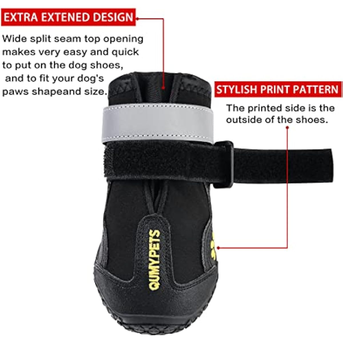 Qumy dog shoes, large dog boots, medium dog paw protectors for winter, snow, hot pavement, rainy weather, outdoor walking, indoor hardfloors