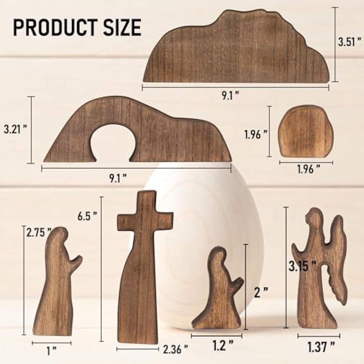 Nerosun wooden Easter resurrection scene and cross decoration set for religious home office tabletop