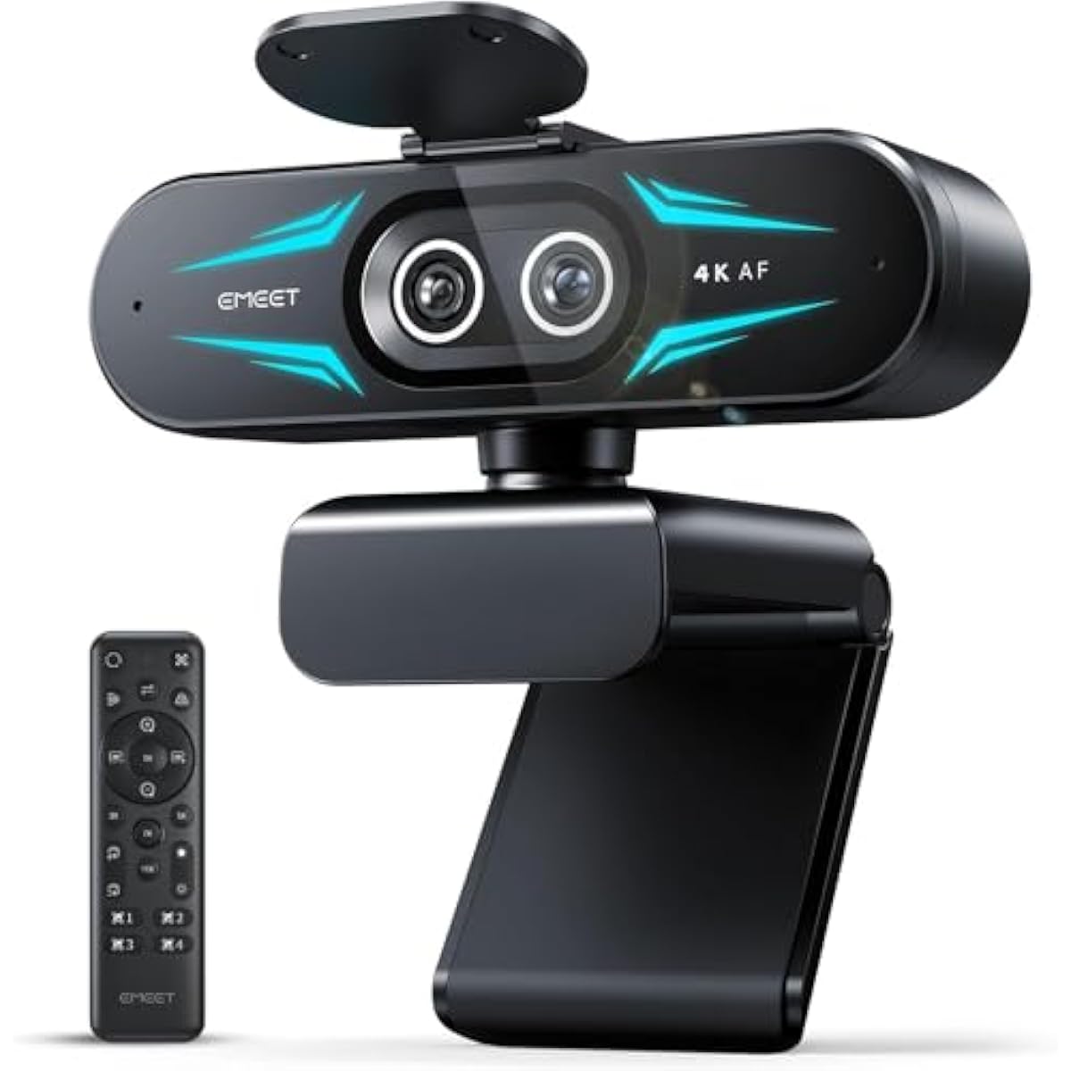 emmeet c60e 4k webcam streaming wide-angle telephoto cameras 11x hybrid zoom pdaf autofocus rgb lighting