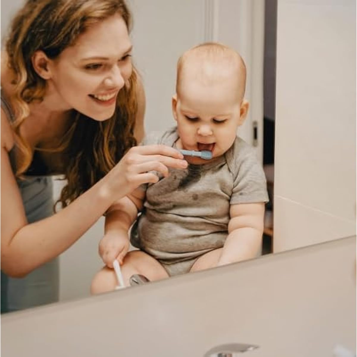 Moonkie Baby Finger Toothbrush Tongue Oral Cleaner Kit for 3 Months +, 3 Pcs, Blush/Pale Mauve/Blush Soft Touch Design