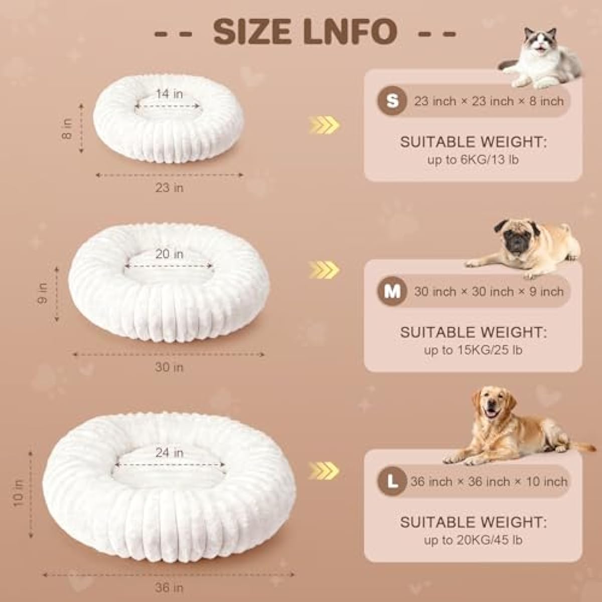 Self Warming Cat Bed for Indoor Cats, Donut Shape, Self-Heating Dog Bed with Non-Slip Bottom, Washable & Portable (Size S)
