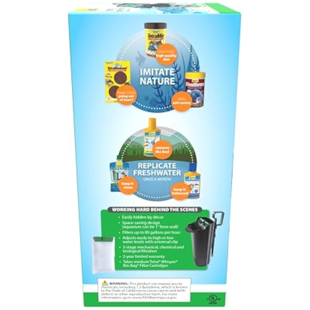 Tetra Whisper Internal Power Filter for 5 to 10 gallon aquariums, in-tank filtration with air pump, black
