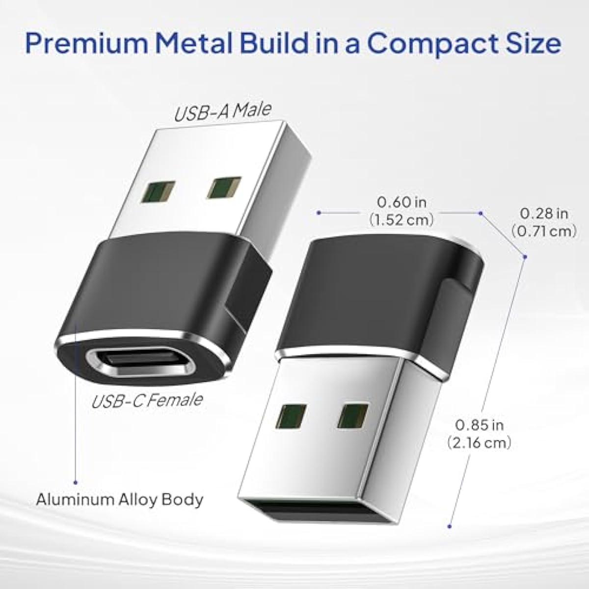 USB to USB-C Adapter for iPhone and Samsung, 4-Pack, Aluminum Alloy, Compact Design