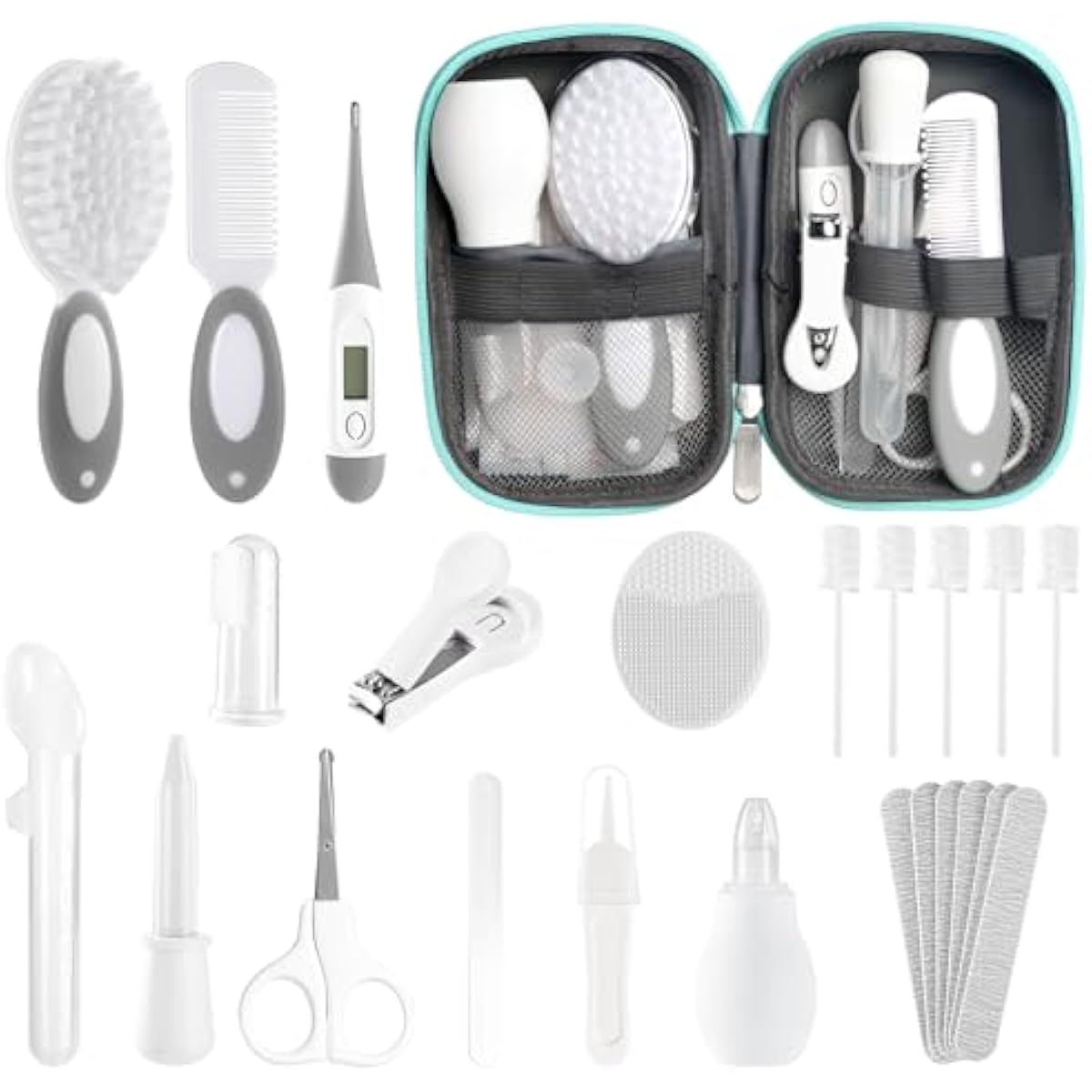 POPYJAN 24PCS Baby Grooming & Health Kit, Newborn Nursery Health Care Set, Baby Care Product, Grey White