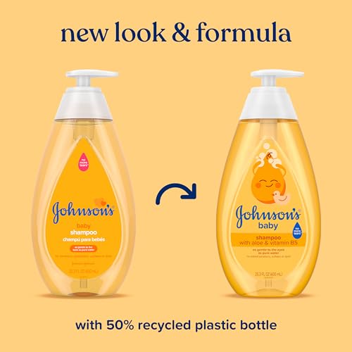 johnson's baby shampoo with aloe vera & vitamin b5, tear free, newborn essentials, 20.3 fl oz