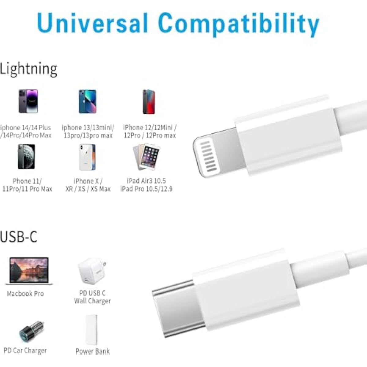 RCTech 3Pack 6FT Lightning cable MFi certified iPhone fast charger
