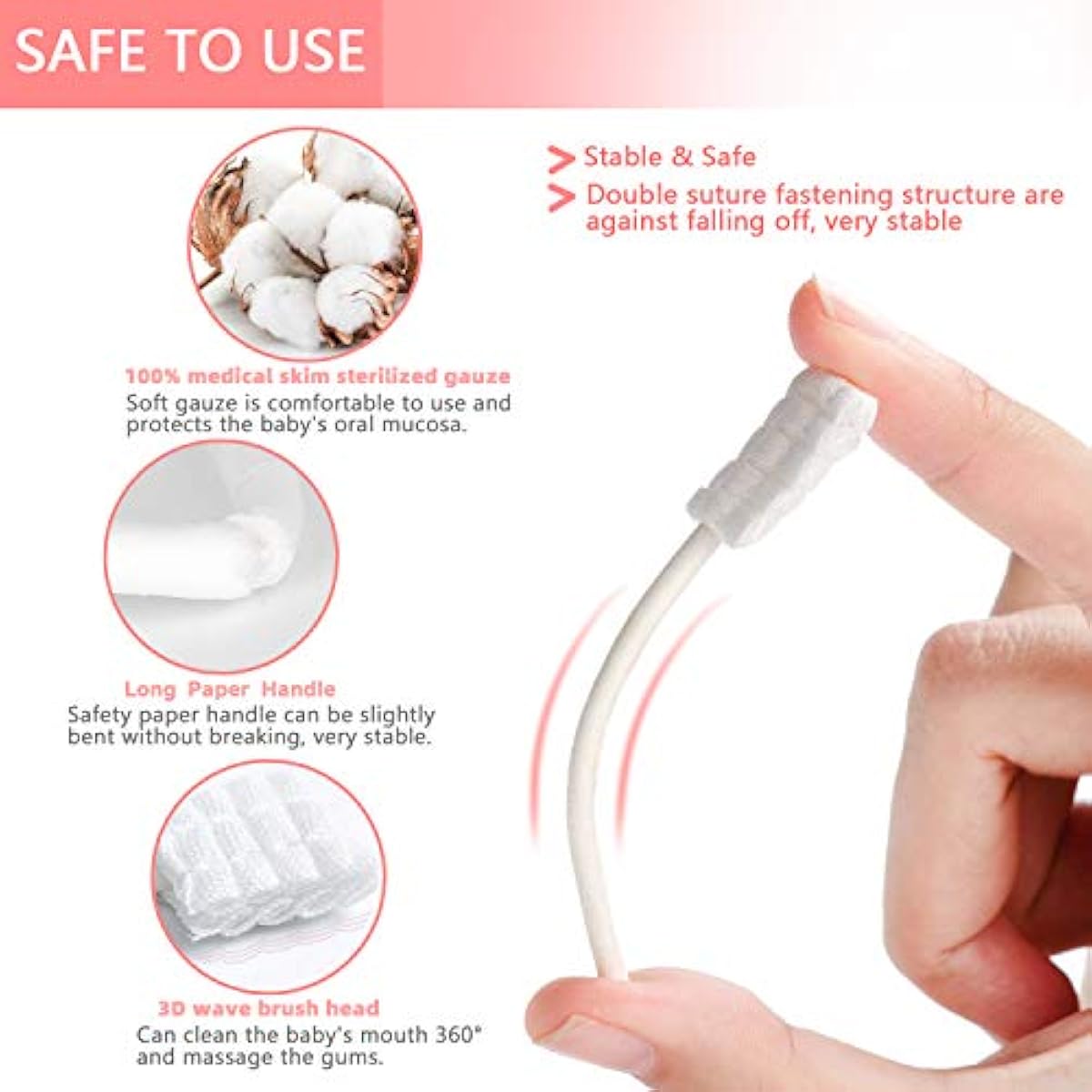 Easicuti baby tongue cleaner 42pcs disposable toothbrush for 0-36 months with free finger toothbrush