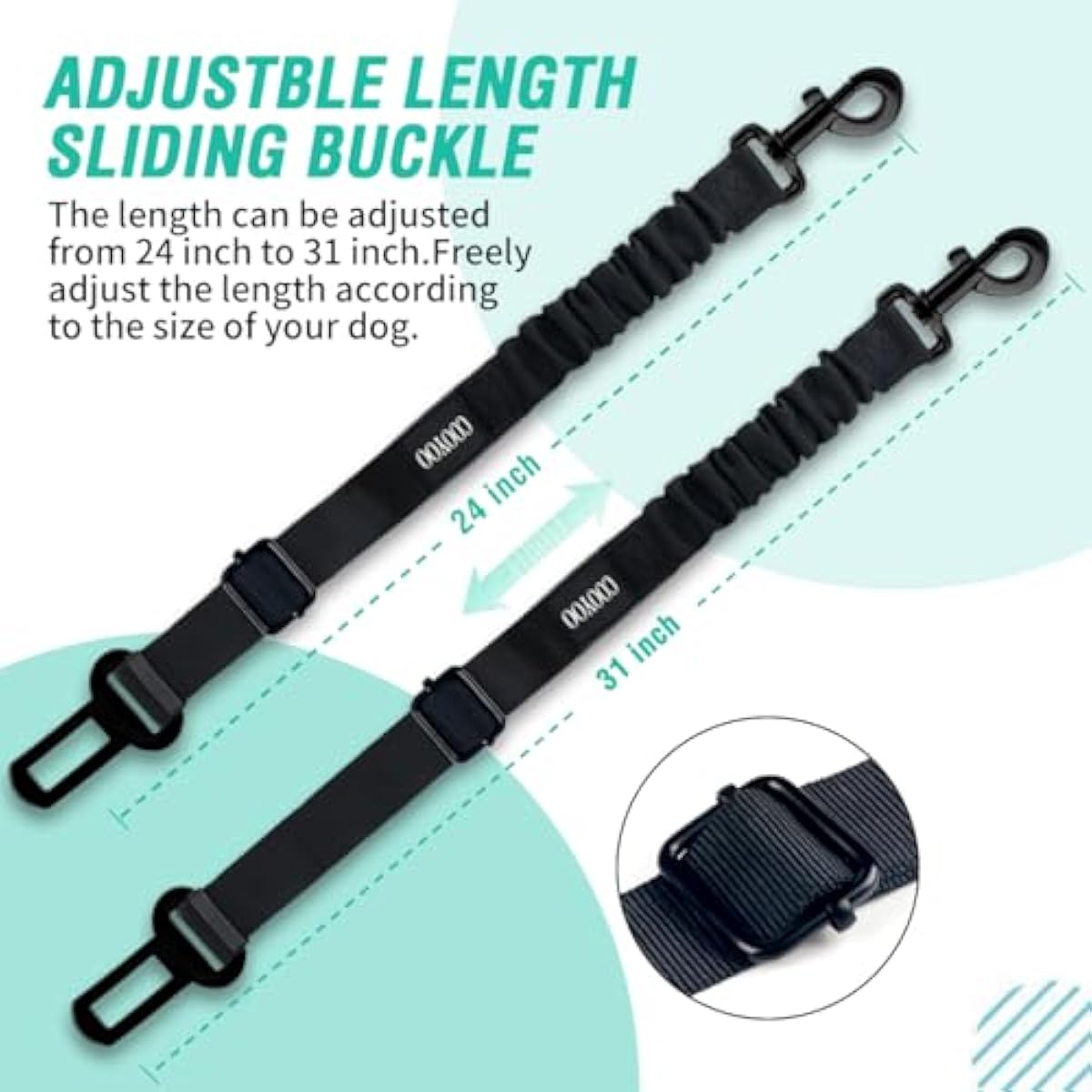 cooyoo dog seat belt 3 piece set adjustable nylon pet safety harness heavy duty elastic