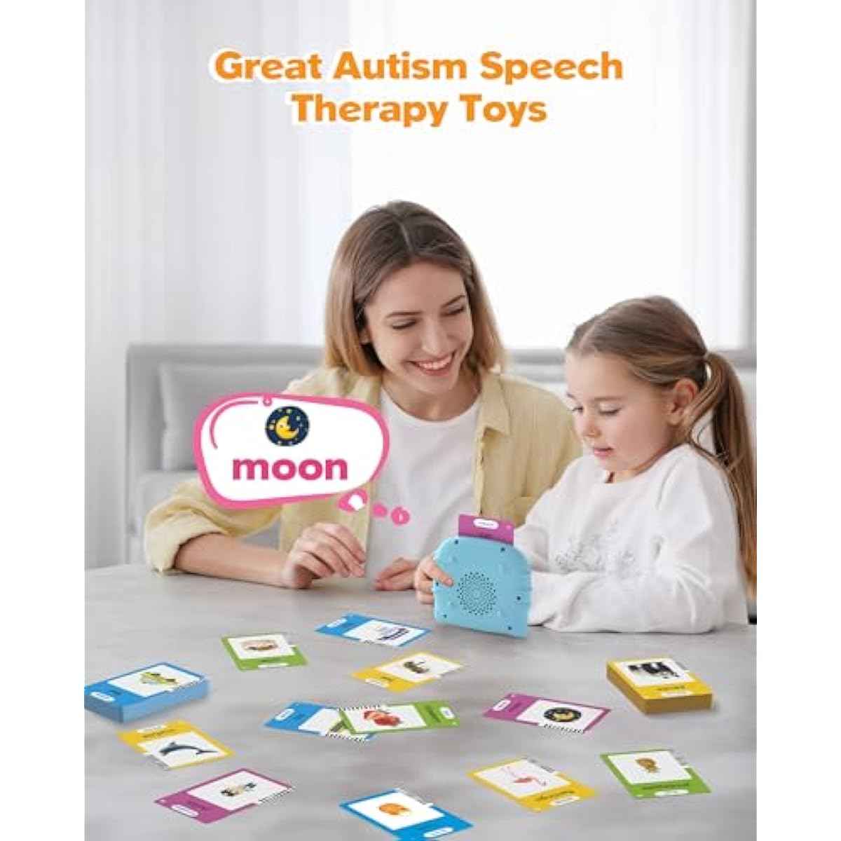 Talking Flash Cards for Toddlers 1 2 3 4 Year Olds, Montessori Language Learning with 224 Words, Pocket Speech Therapy Tools, and Speech Development Educational Playthings for Children