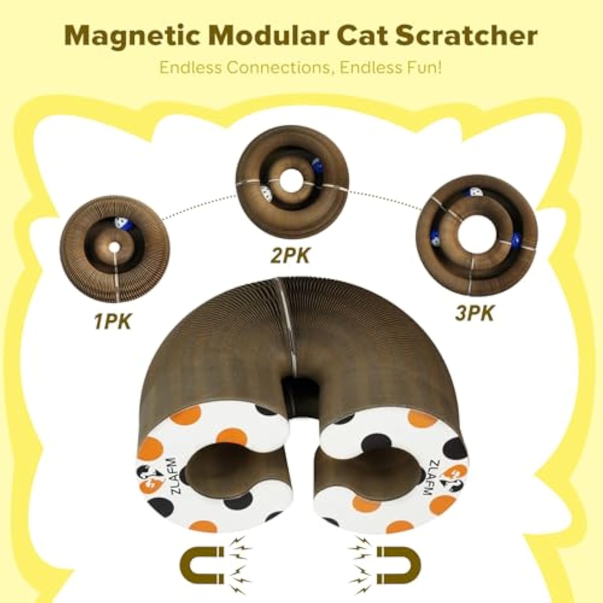 2 pack magic organ foldable reversible accordion kitty toy cat scratcher with bell balls