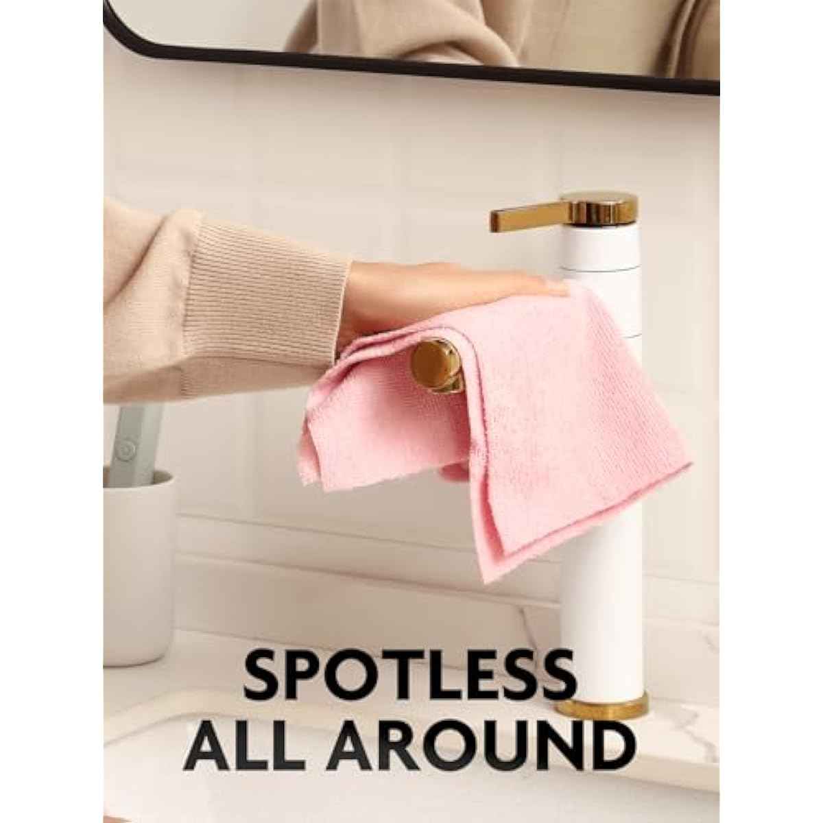 Fantasticlean Microfiber Cleaning Cloth Roll -75 Pack, Tear Away Microfiber Towels, 12" x 12", Reusable, Washable, Scratch Free, Ultra Absorbent Dishcloth for All-Around Cleaning Supplies (Pink)