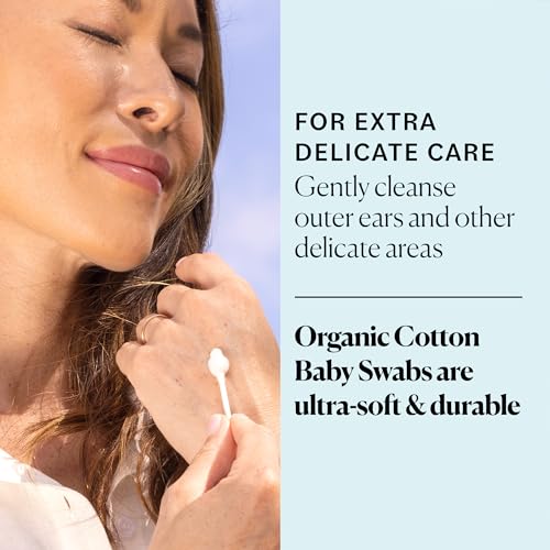 Sky Organics organic baby cotton swabs, 60 count, ultra soft, baby safe tips, strong and durable, hypoallergenic, chlorine free