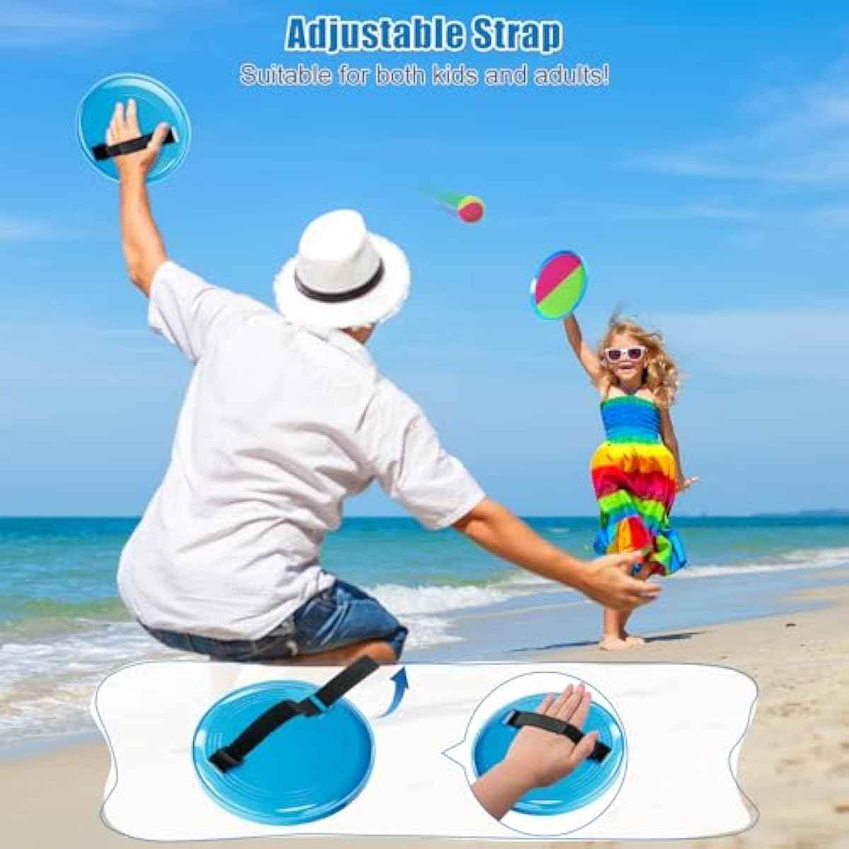Aywewii Toss and Catch Ball Set, Boys Toys for 3 4 5 6 7 8 Year Old, Kids Sports Gifts, Outdoor Games for Backyard Camping Beach Pool Family Party, Valentines Day Gifts for Kids - 6 Paddles & 3 Balls