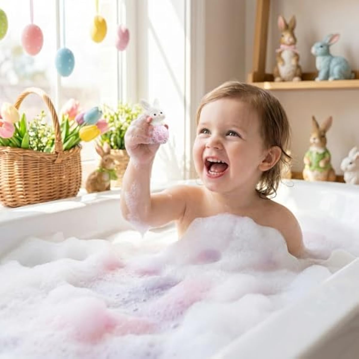 Easter Bath Bombs for Kids with Surprise Toys Inside, 9 PCS Easter Egg Bath Bombs, Easter Basket Stuffers, Bunny Gnome Chick Bubble Bath Fizzies, Egg Hunt Party Favors,Gifts for Boys Girls Age 3-10