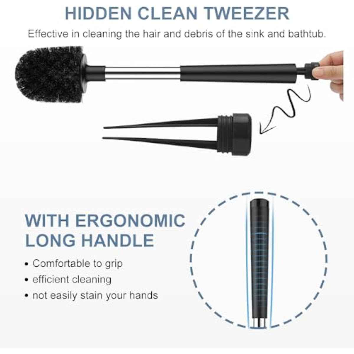 SetSail Toilet Brush and Holder, Self Closing Lid Toilet Bowl Brushes Holder and Extra Long Handle Ventilated Toilet Brush Set for Bathroom Cleaning, Nylon Bristles, Black