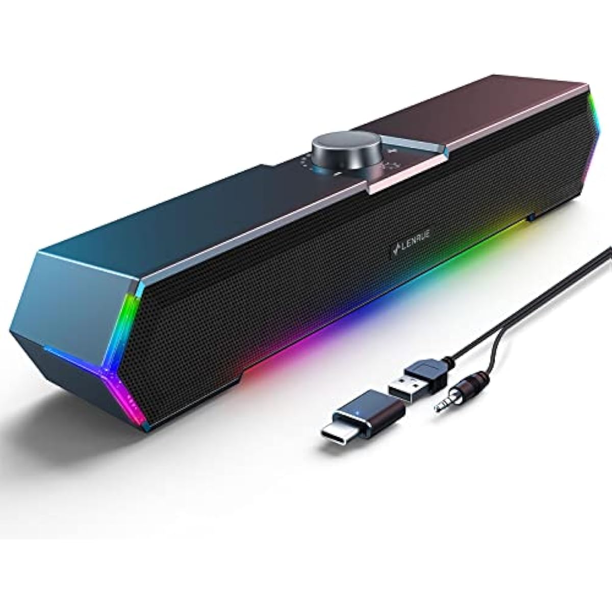 lenrue g11 computer speakers with clear sound and touch lights for pc desktop laptop monitor