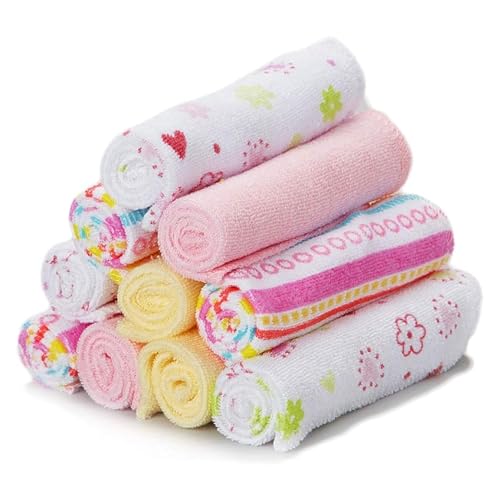 Spasilk newborn washcloths, 10-pack, 80% cotton, 20% polyester, 9x9 inches, various colorful prints