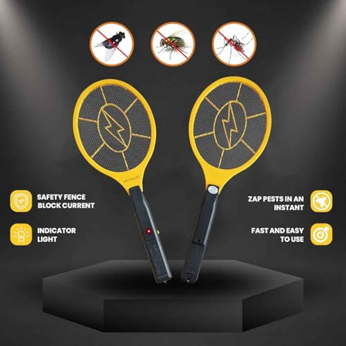 DEVOGUE® Electric Fly Swatter Bug Zapper Battery Operated Flies Killer Indoor & Outdoor Pest Control Mosquito Zapper and Insect Catcher Racket
