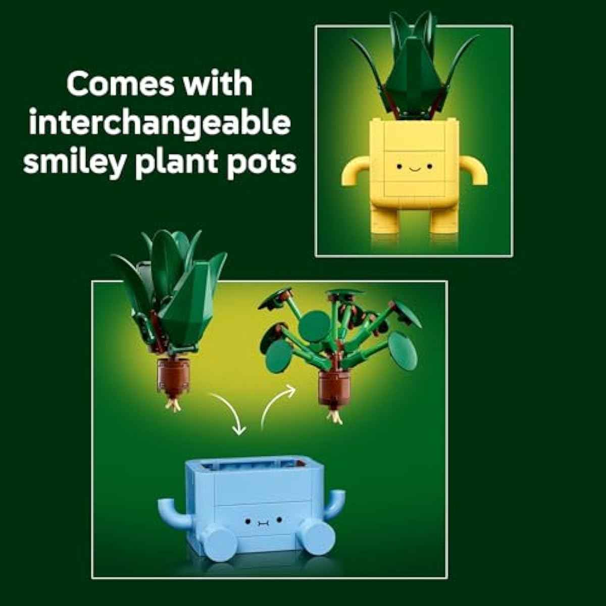 LEGO Botanicals Happy Plants Building Toy for Kids, Girls, and Boys 9+ - Playroom Decor for Desk or Shelf - Birthday Gift Idea for Young Gardeners - Artificial Indoor Plant for Play & Display - 10349