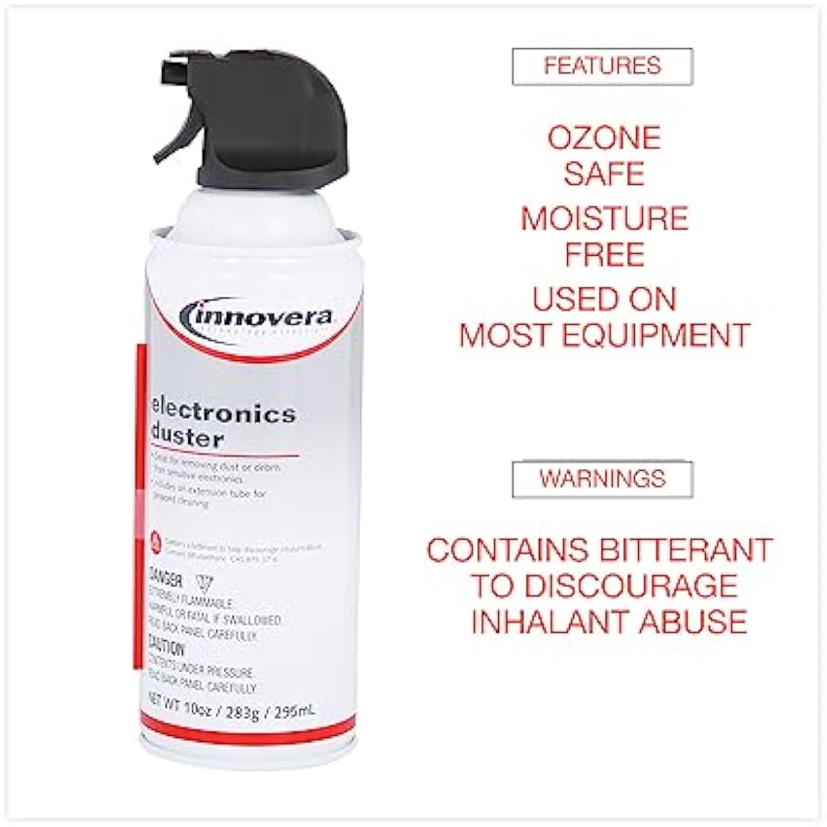 Innovera Compressed Air Duster Cleaner, 10 oz Can, 6/Pack