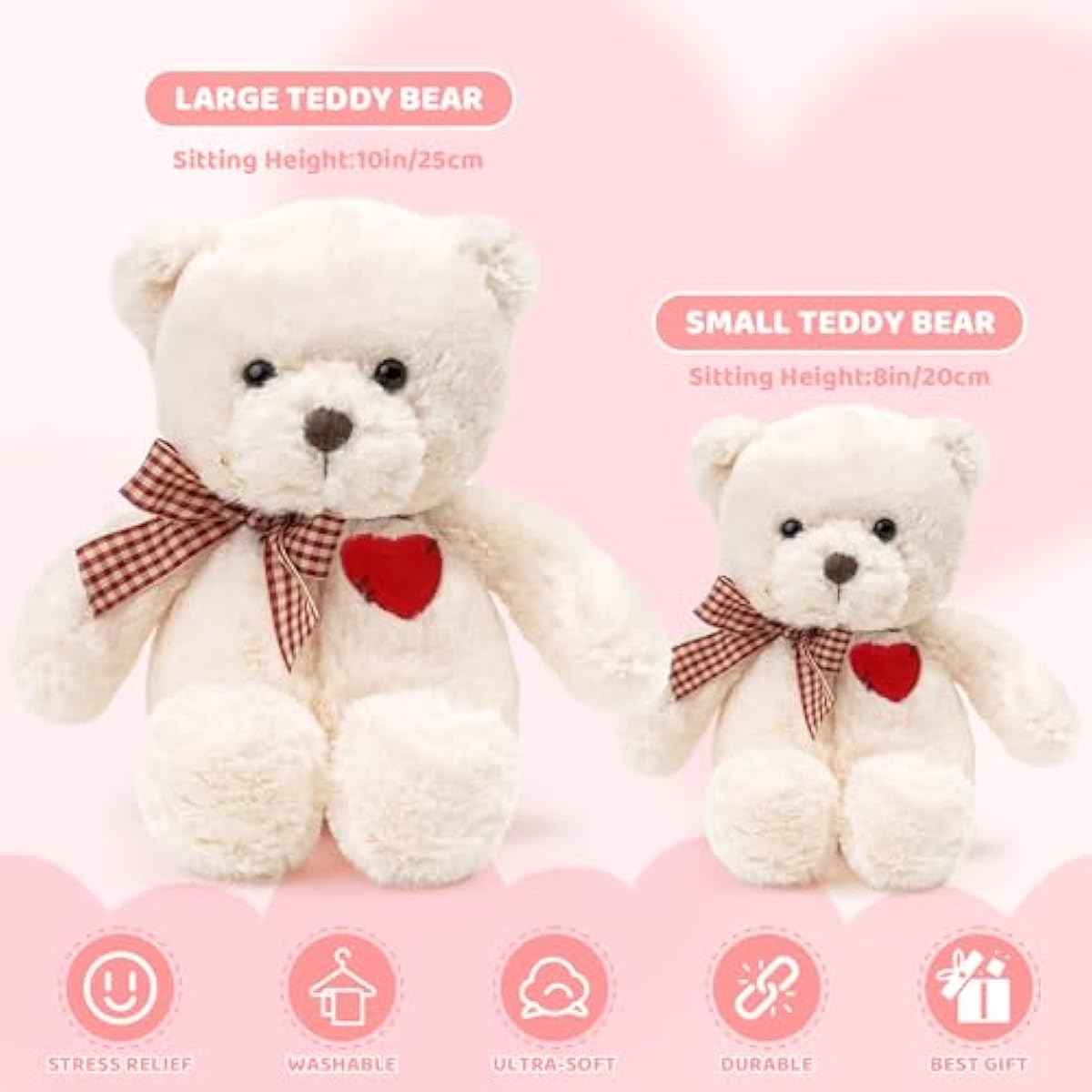 Small Teddy Bear with Heart Cute Brown Teddy Bear Stuffed Animal Soft Stuffed Bear Plush Bear Plushie Toys Gifts for Girlfriend Boyfriend Kid