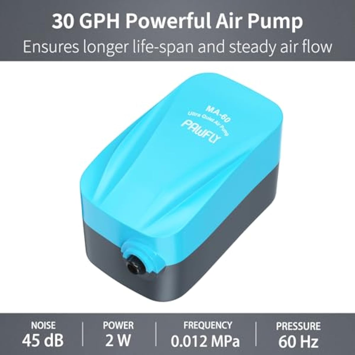 pawfly compact air pump quiet 15-40 gph oxygen aerator for 3-20 gallon buckets and fish tanks