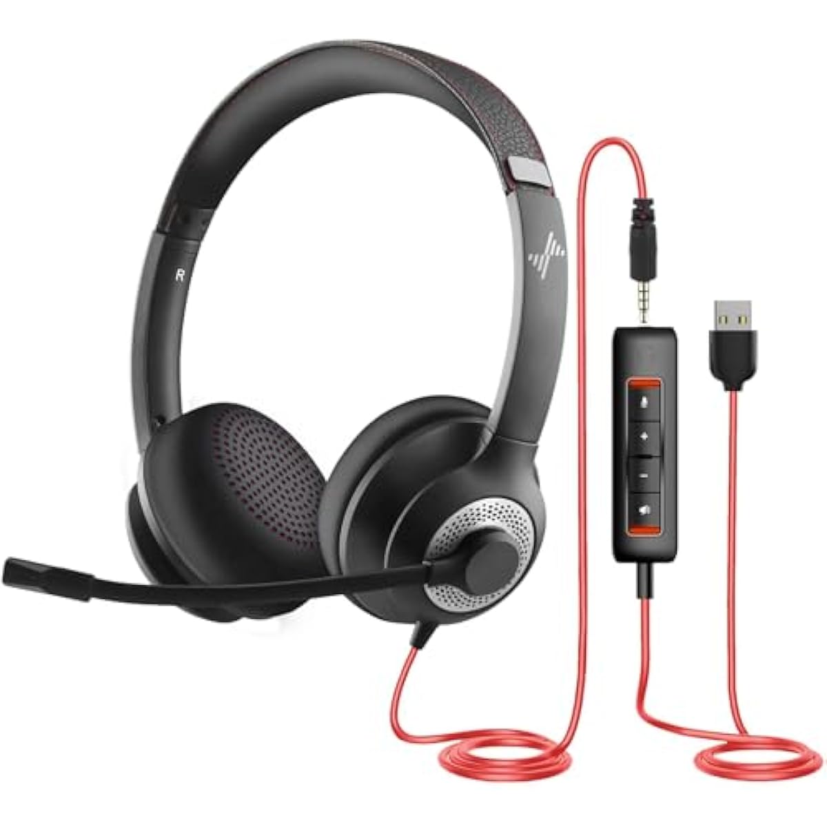 usb headset with noise cancelling microphone for pc laptop headphones black
