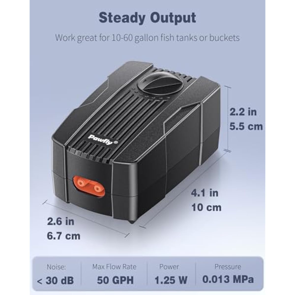 pawfly aquarium air pump oxygen pump for 10-200 gallon fish tanks buckets dual outlet