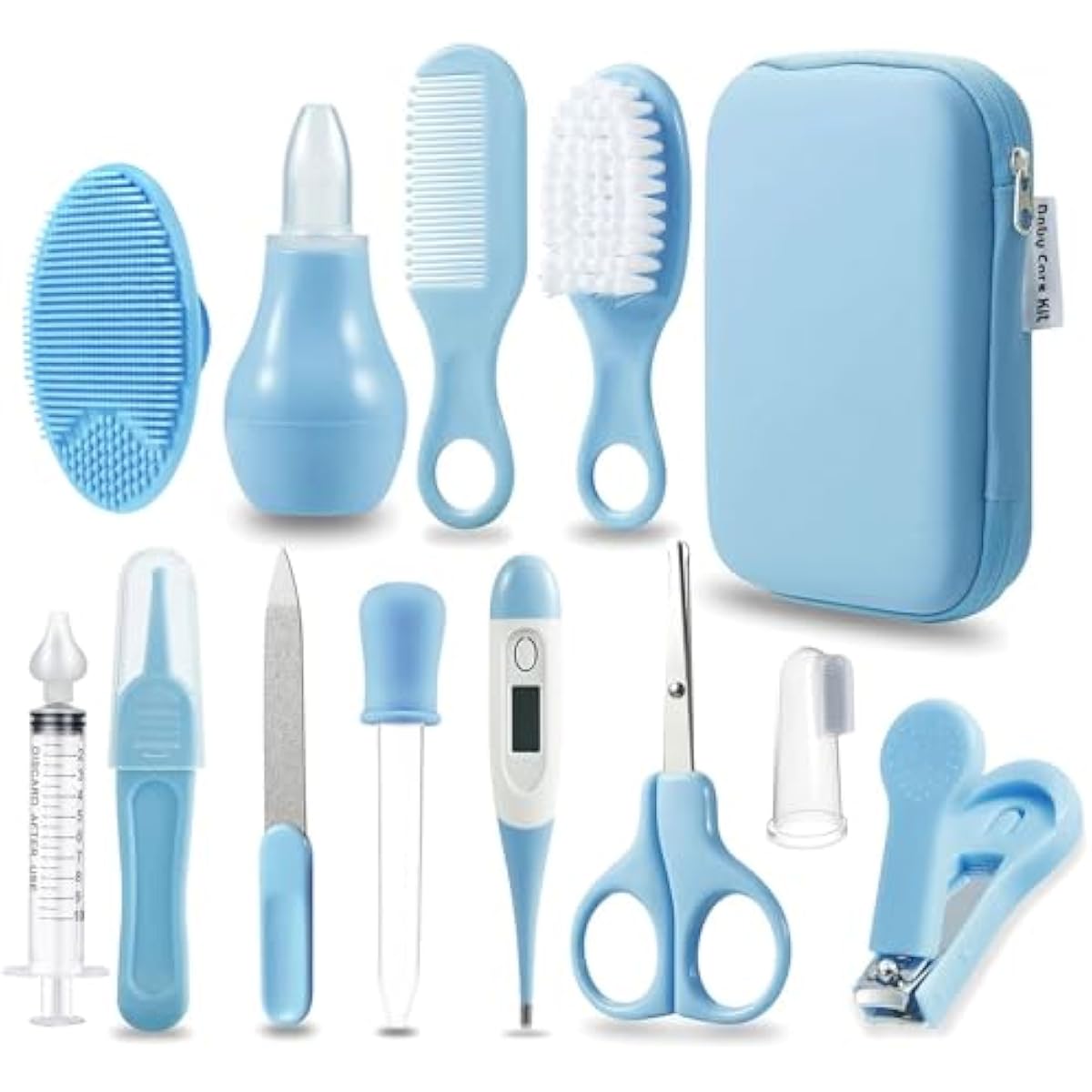 PandaEar Baby Blue Safety Kit for Newborns and Toddlers with Comb, Brush, and More