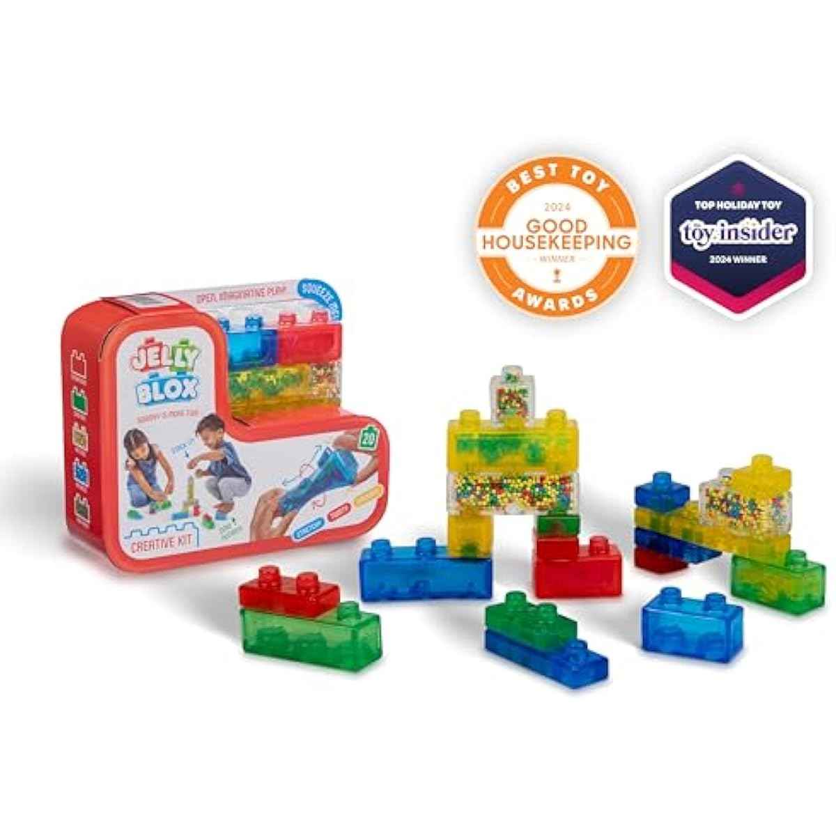 Goliath Jelly Blox Creative Kit | Includes 20 Blocks | Toddler & Preschool Building Blocks Kids Can Squeeze, Stretch, Squish | MESH ACCREDITED | Safety Tested & Ouch-Free | Sensory Play Toy Ages 2+