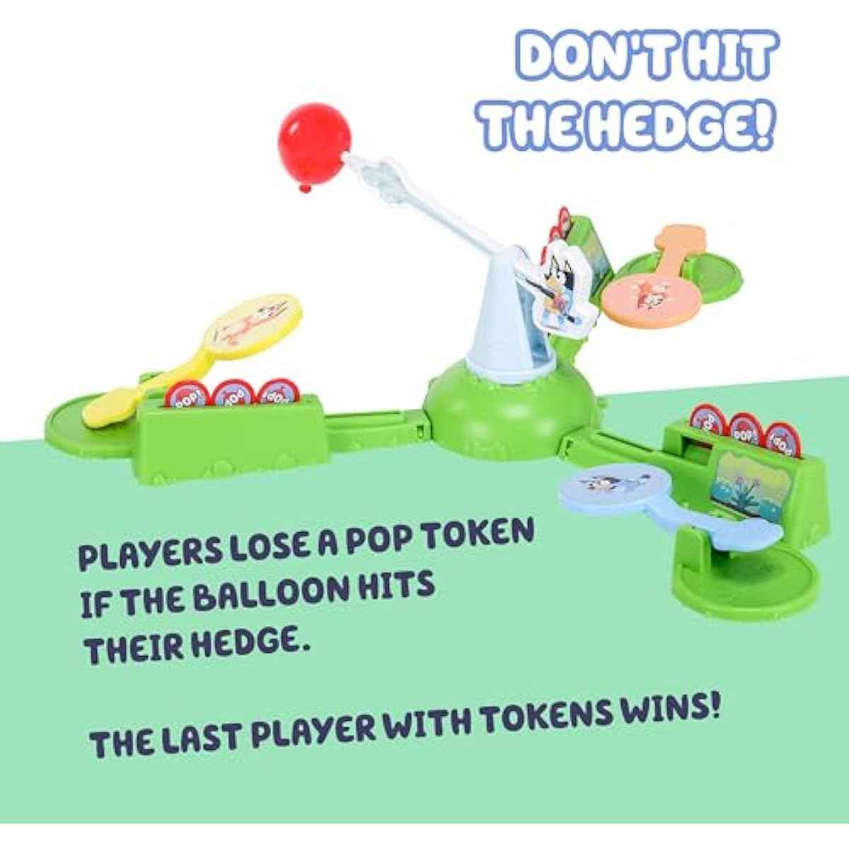 Bluey Keepy Uppy Game, Motorized Toddler Game with Bingo and Chilli Character Paddles, Games for 4+ Year Olds