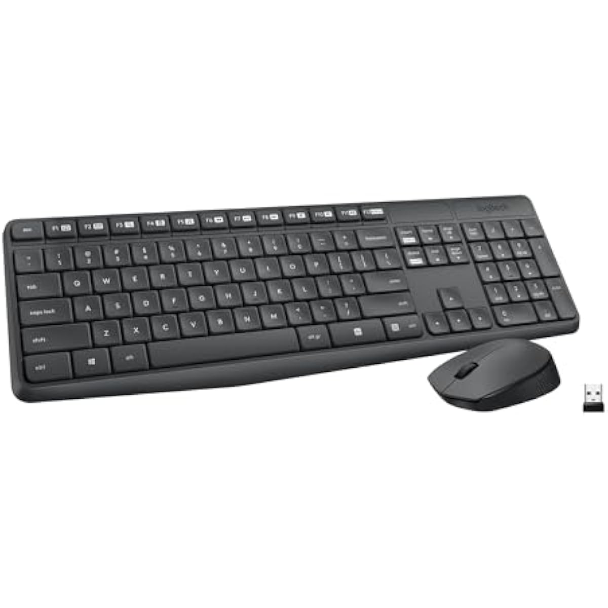 Logitech MK235 Wireless Keyboard and Mouse Combo for Windows, 2.4 GHz Wireless Unifying USB Receiver, 15 FN Keys, Long Battery Life, Compatible with PC, Laptop