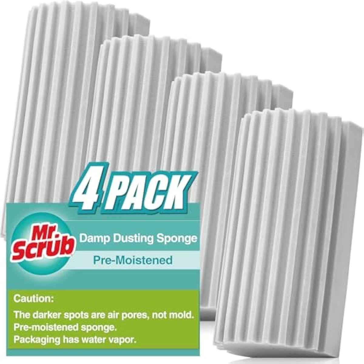 4 Pack Damp Dusting Sponge Duster, Grey Dust Cleaning Sponge, Reusable Household Cleaning Sponge Tool for Blinds, floorboards, Fan Blades, Vents, Glass, Railings, Mirrors
