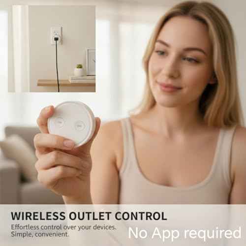 LoraTap Mini Remote Control Outlet Plug Adapter, 656ft Range Wireless Light Switch for Household Appliances, No Hub Required, 10A/1100W, White