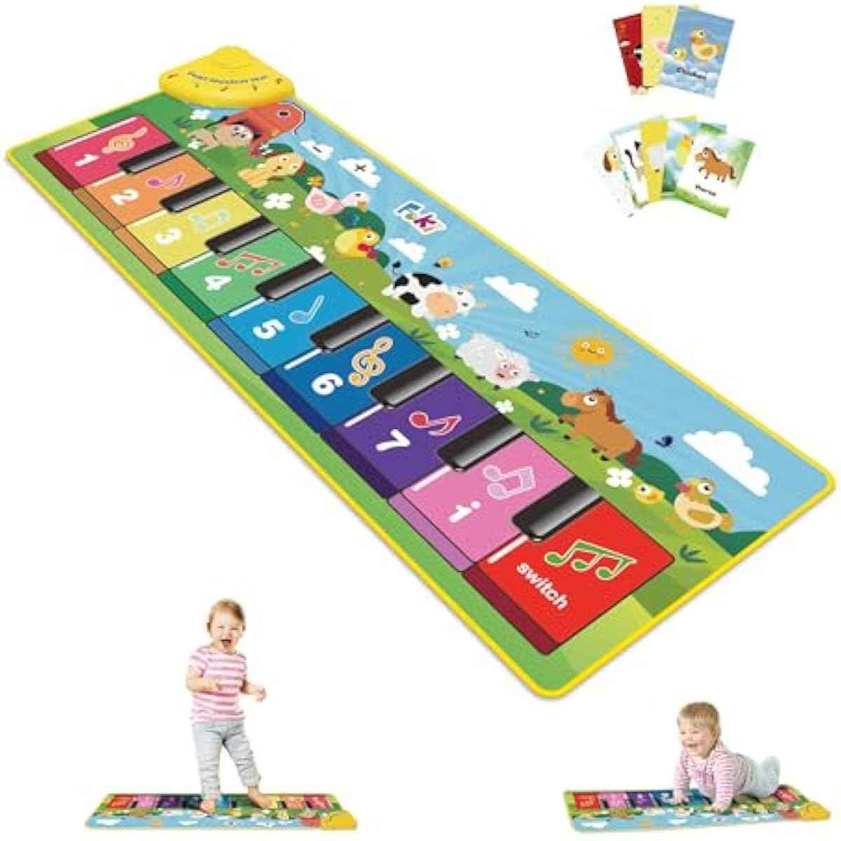 FOKI Floor Piano Mat for Toddlers, Sensory Educational Dancing Musical Keyboard Carpet Toy, Animal Sounds Touch Playmat Blanket, for 1 to 5 Years Old Boy and Girl